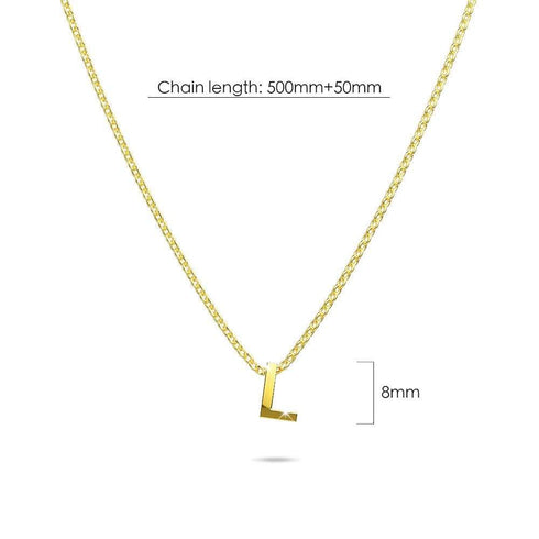 Initials Brick Alphabet Letter Necklace Gold Layered Steel Jewellery